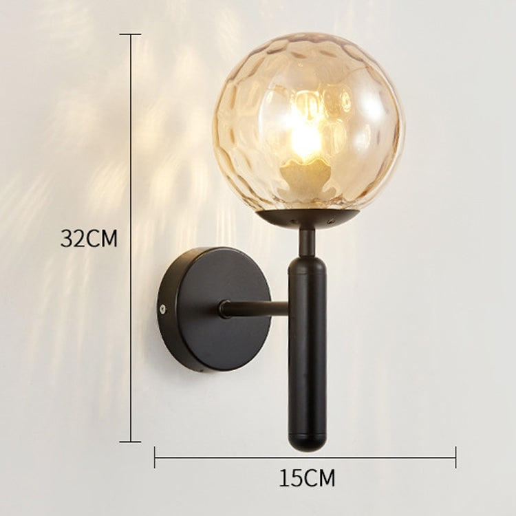 6102 Round Glass LED Wall Light Hotel Bedroom Bedside Living Room, Power source: 5W White Light(Copper Color Cream White Lampshade) - by PMC TechLife | Online Shopping South Africa | PMC TechLife