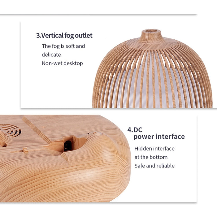 Bird Cage Wood Graphic Aromatherapy Machine Ultrasonic Smart Home Colorful Night Light Hollow Humidifier, Product specifications: EU Plug(Light Wood Pattern) - free shipping - PMC TechLife - Order now!