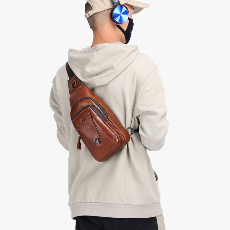 BULL CAPTAIN 110 Men Leather Shoulder Bag Cowhide Leather Multi-Function Chest Bag(Black) - Single-shoulder Bags by BULL CAPTAIN | Online Shopping South Africa | PMC TechLife | Buy Now Pay Later Mobicred