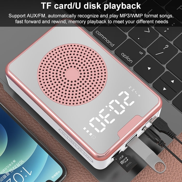 ZXL-H3 Portable Teaching Microphone Amplifier with Time Display, Spec: Wired Version (Rose Gold) - Loudspeaker by PMC TechLife | Online Shopping South Africa | PMC TechLife | Buy Now Pay Later Mobicred