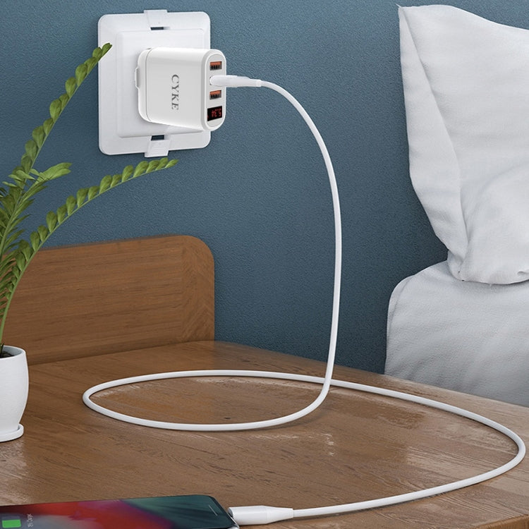 CYKE Smart Digital Display 3-Ports USB Travel Charger(EU Plug-Black) - USB Charger by CYKE | Online Shopping South Africa | PMC TechLife | Buy Now Pay Later Mobicred