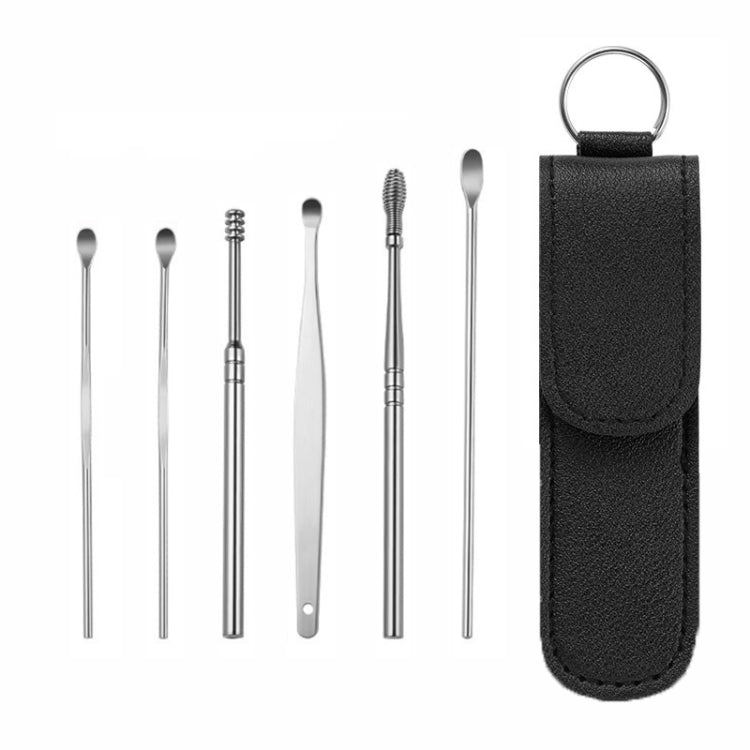 5 Sets 6 In 1 Stainless Steel Spring Spiral Portable Ear Pick