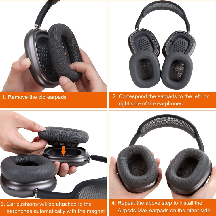 2 PCS Foam Earpads Earmuffs For AirPods Max(Mesh Light Gray) - Earmuff & Pad by PMC TechLife | Online Shopping South Africa | PMC TechLife | Buy Now Pay Later Mobicred