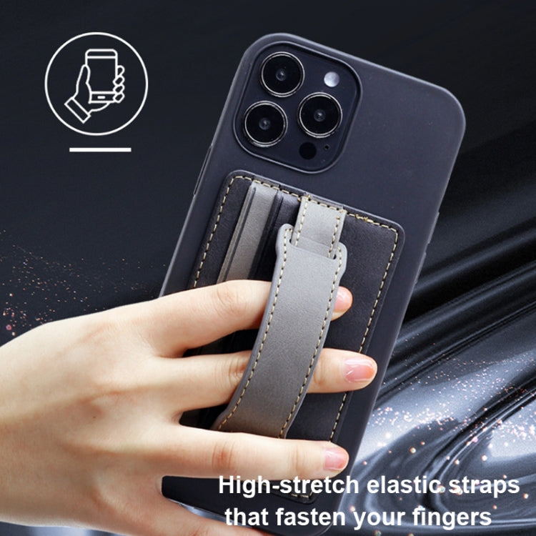 2 PCS Leather Phone Card Sleeve Back Sticker Wrist Pull Strap Holder(Brown) - free shipping - PMC TechLife - Order now!