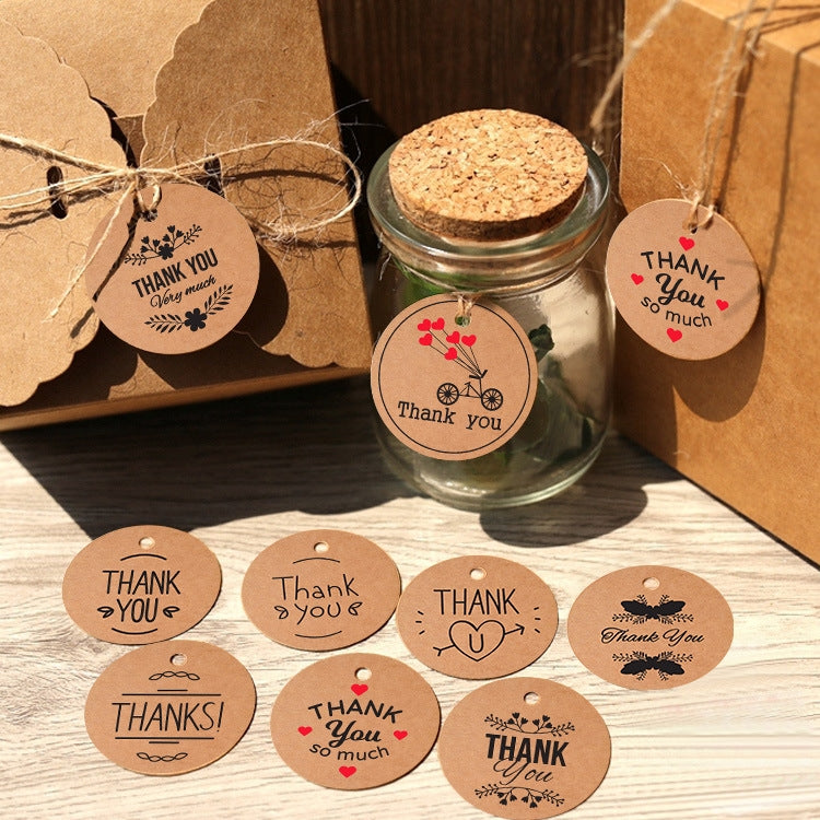100pcs /Pack Kraft Paper Gift Tag With 20m Hemp Rope(L-02) - Gift Bags & Wrapping Supplies by PMC TechLife | Online Shopping South Africa | PMC TechLife