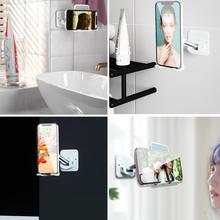 2 PCS T11 Wall Paste Mobile Phone Bracket Foldable Lift Bathroom Kitchen Wall Bracket(Black) - free shipping - PMC TechLife - Order now!