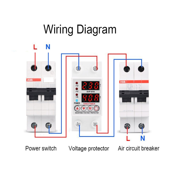 SINOTIMER SVP-918 Adjustable Self-resetting Intelligent Over-voltage Under-voltage Protector, Current: 40A - free shipping - PMC TechLife - Order now!