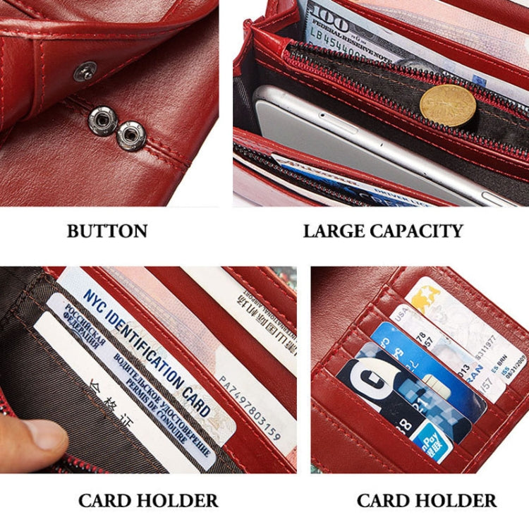 BP806 RFID Anti-Theft Brush Lady Wallet Multi-Card Clutch Bag(Green) - Antimagnetic RFID Package by PMC TechLife | Online Shopping South Africa | PMC TechLife | Buy Now Pay Later Mobicred