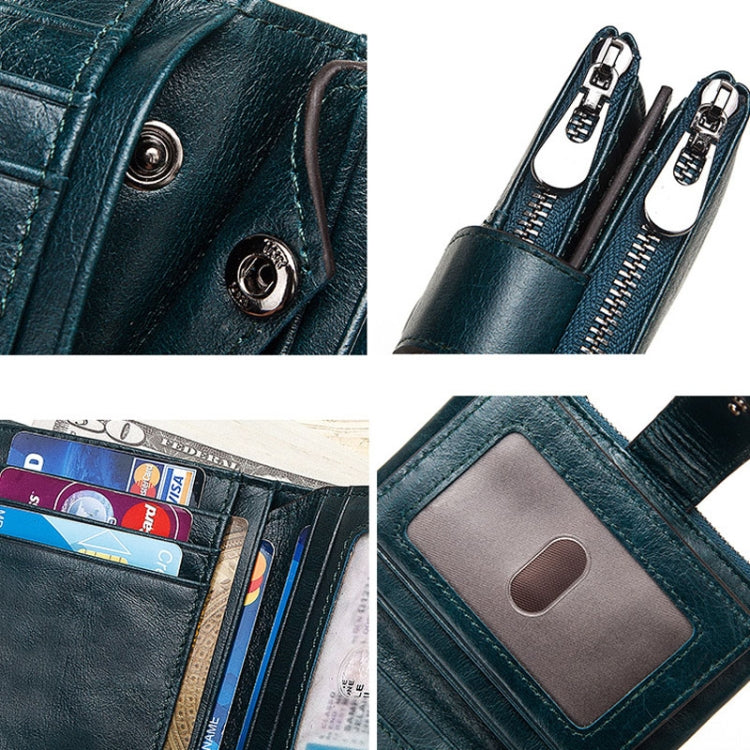 BP804 RFID Anti-Theft Wallet Multi-Function Buckle Zipper Retro Leisure Coin Purse(Brown) - Antimagnetic RFID Package by PMC TechLife | Online Shopping South Africa | PMC TechLife | Buy Now Pay Later Mobicred