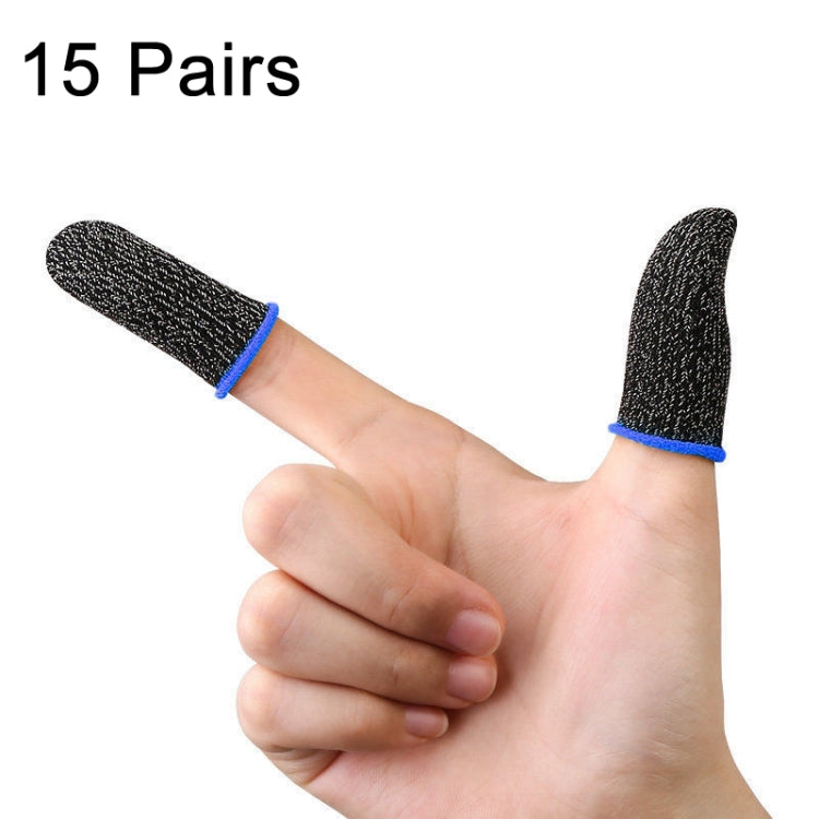 15 Pairs 18 Needles Gaming Finger Glove Anti-sweat and Non-slip  Glove,Color: Silver Fibre Blue Trim, ZA