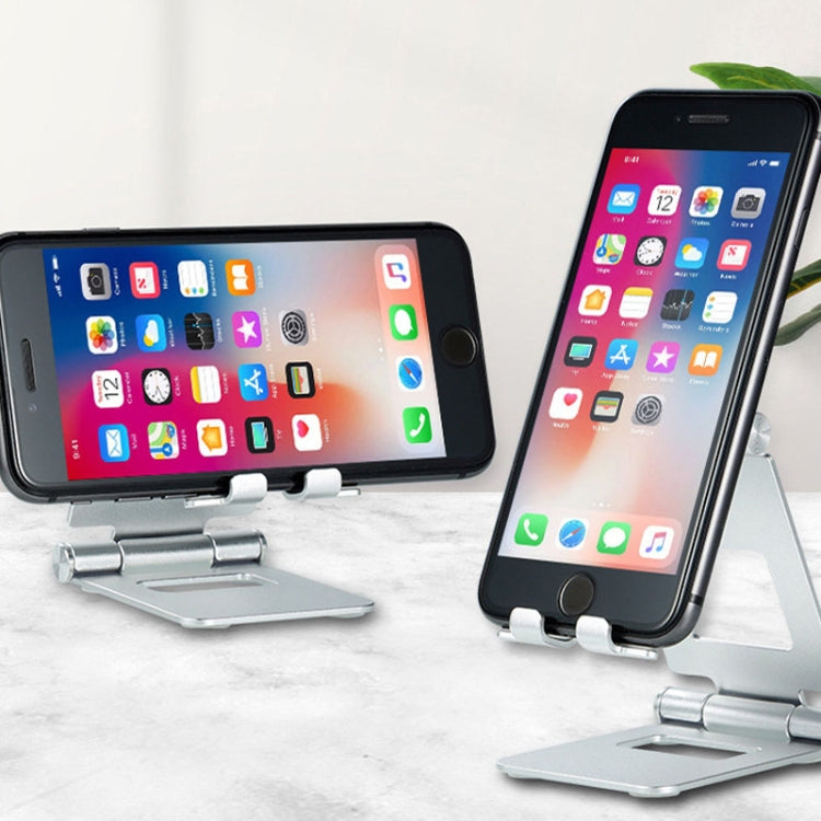 Z10A Aluminum Alloy Double Folding Mobile Phone Holder Desktop Tablet Lazy Holder(Grey) - Desktop Holder by PMC TechLife | Online Shopping South Africa | PMC TechLife