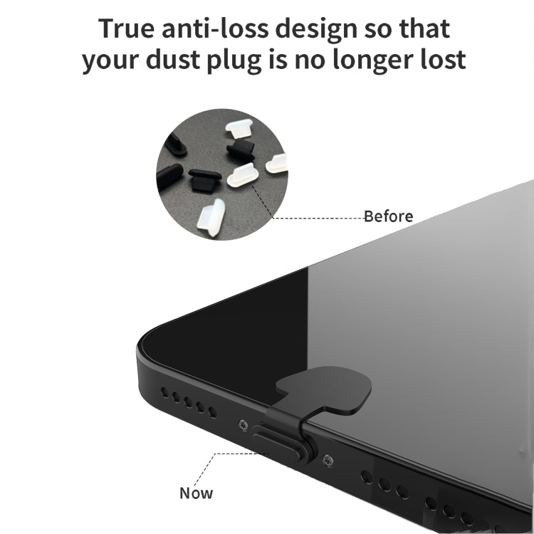 10pcs USB-C/Type-C Mobile Phone Charging Port Silicone Anti-Dust Plug Back-adhesive Loss-proof Cover(Black) - Anti-dust & Ear Caps by PMC TechLife | Online Shopping South Africa | PMC TechLife