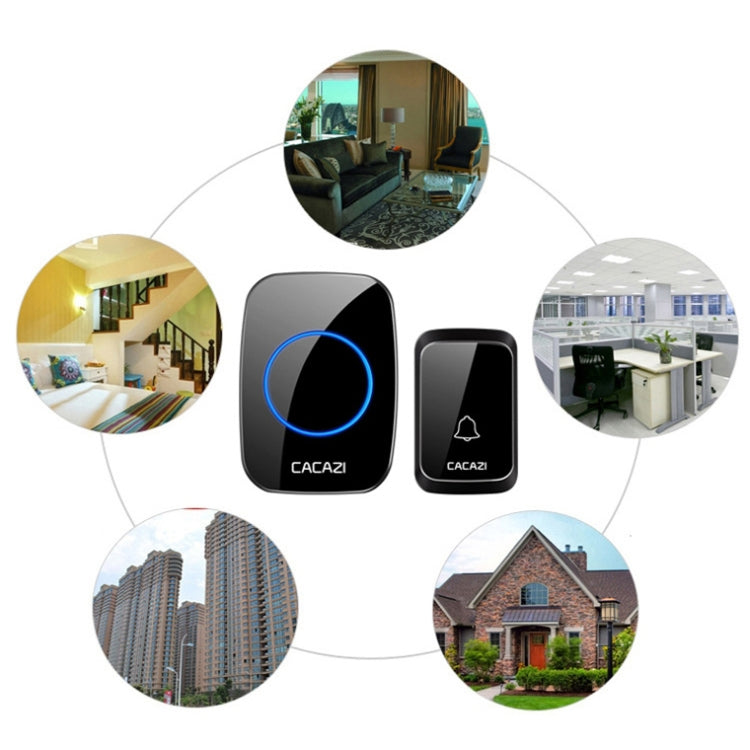CACAZI A06-DC 1 to 2 Battery Smart Home Wireless Waterproof Doorbell(Black) - free shipping - PMC TechLife - Order now!
