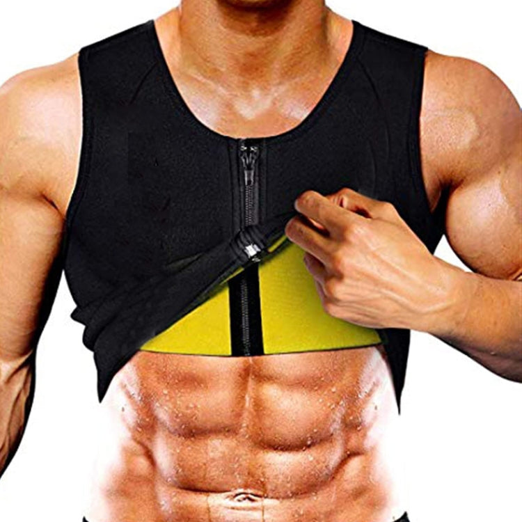 Men Fitness Corset Neoprene Sports Tummy Control Shapewear Zipper Tank Top  Workout Wear, Size: L(Black and Yellow), ZA