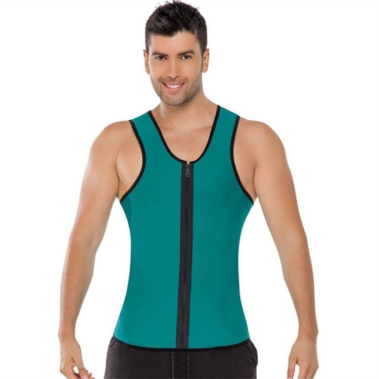 Men Fitness Corset Neoprene Sports Tummy Control Shapewear Zipper Tank Top  Workout Wear, Size: 4XL(Green), ZA