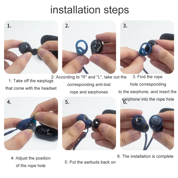 For Anker Soundcore Space A40 2pcs Headphones Silicone Anti-Lost Cord(Black) - Anti-lost & Holder by PMC TechLife | Online Shopping South Africa | PMC TechLife | Buy Now Pay Later Mobicred