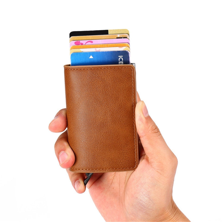 HUMERPAUL RFID Anti-Magnetic Automatic Card Set Credit Card Box Coin Bag(Dark Brown) - free shipping - PMC TechLife - Order now!