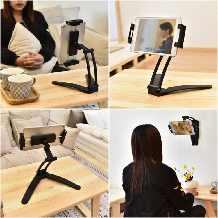 2 In 1 Aluminum Alloy Tablet PC Holder Wall Mount Mobile Phone Holder(Black) - Desktop Holder by PMC TechLife | Online Shopping South Africa | PMC TechLife