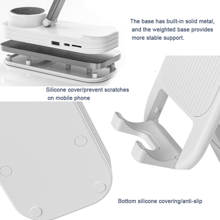 2-in-1 Desktop Bluetooth Speaker Stand Mobile Phone Tablet Holder(White) - Desktop Holder by PMC TechLife | Online Shopping South Africa | PMC TechLife