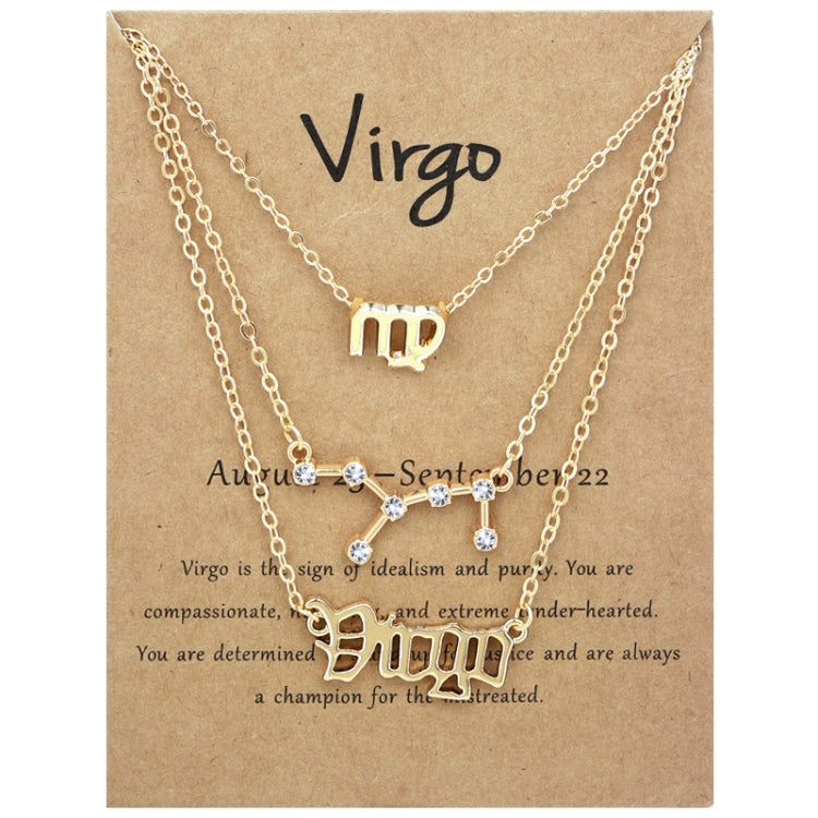 3 In 1 12 Zodiac Signs Necklace Set Retro Alphabet Symbols With