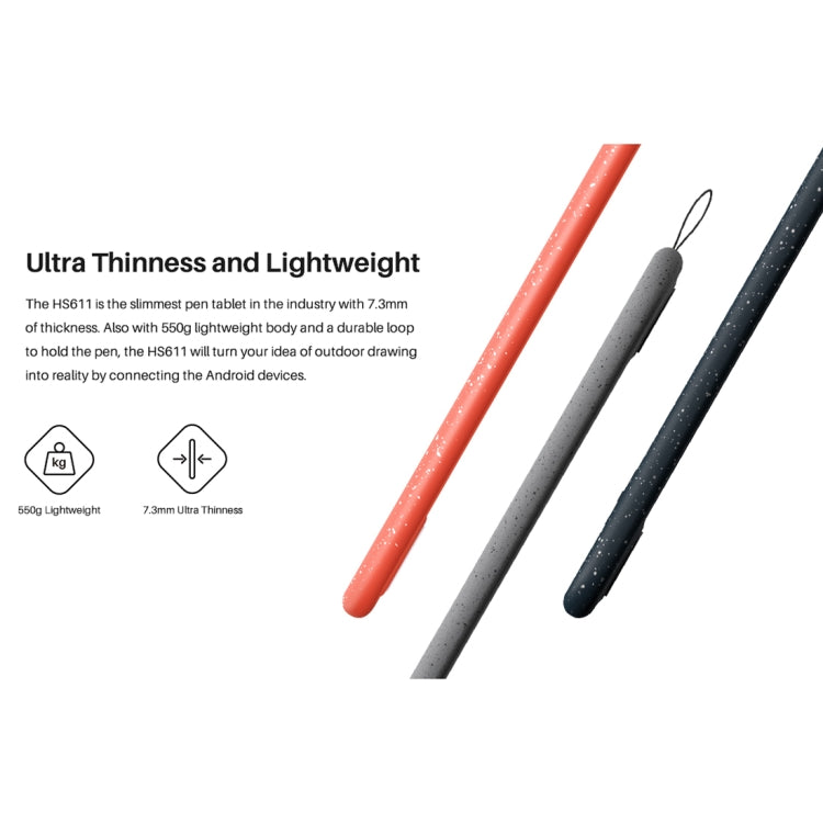 HUION HS611 5080 LPI Touch Strip Art Drawing Tablet for Fun, with Battery-free Pen & Pen Holder (Red) - free shipping - PMC TechLife - Order now!