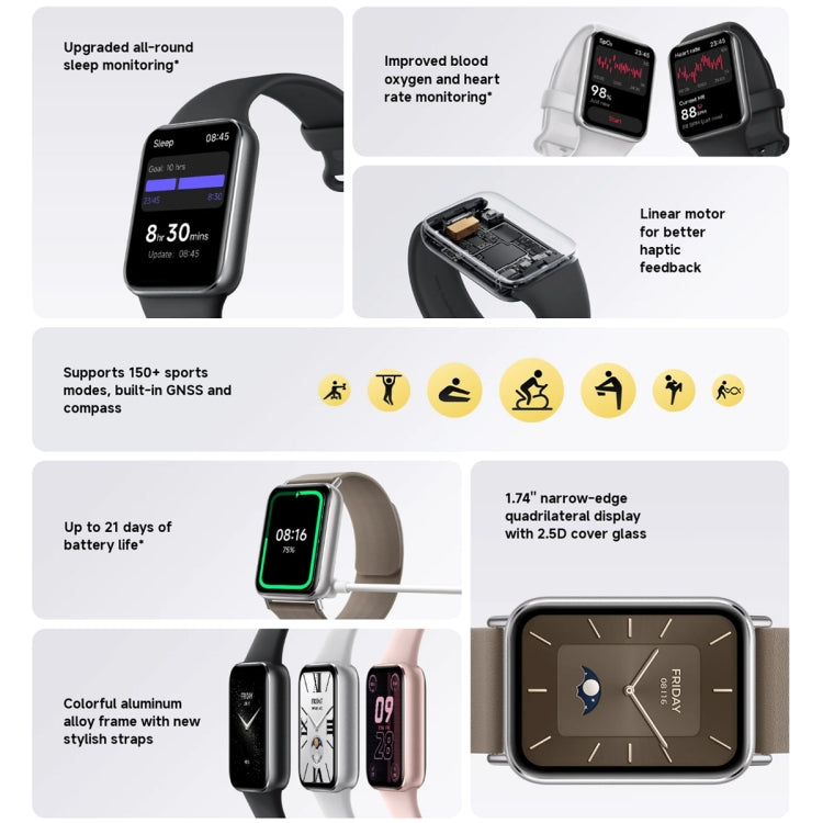 Original Xiaomi Smart Band 9 Pro 1.74 inch AMOLED Screen 5ATM Waterproof Smart Watch, Support Blood Oxygen / Heart Rate Monitor (Silver) - free shipping - PMC TechLife - Order now!