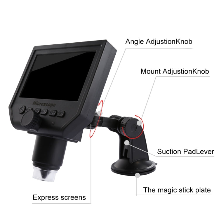 G600 600X 3.6MP 4.3 inch HD LCD Display USB Charging Portable Digital Microscope with LED Light, Support Micro SD Card(64GB Max), US Plug, AC 100-240V - free shipping - PMC TechLife - Order now!