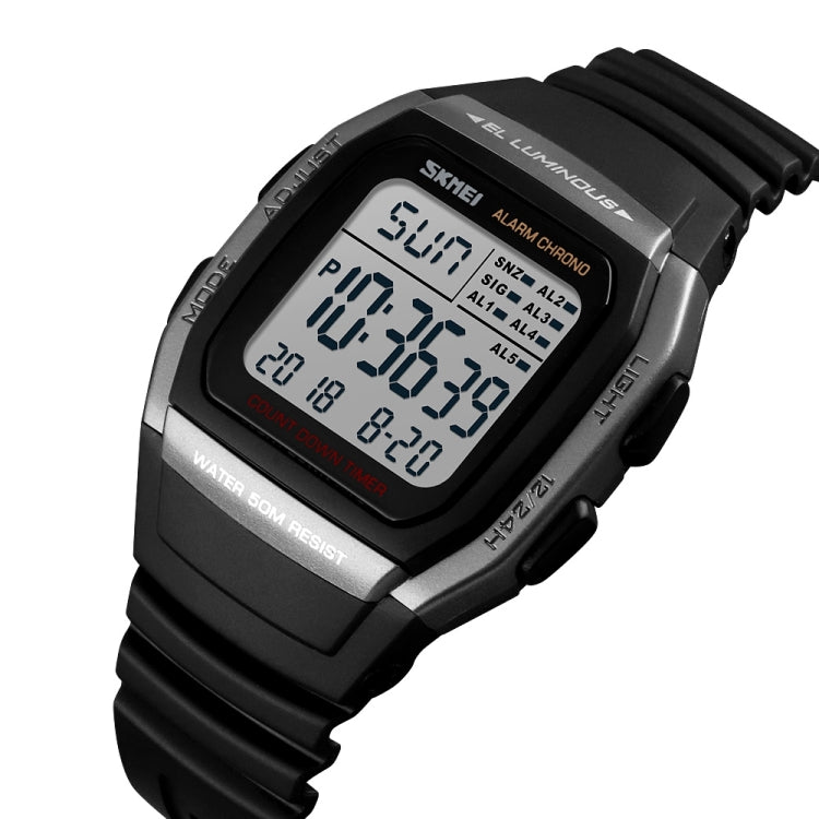 SKMEI 1278 Fashionable Outdoor 50m Waterproof Digital Watch Student Sports Wrist Watch Support 5 Group Alarm Clocks (Titanium) - free shipping - PMC TechLife - Order now!