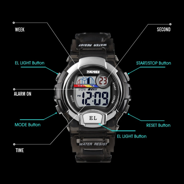 SKMEI 1450 Women Transparent Digital Watch 50m Waterproof Sports Watch with LED Light(Black) - free shipping - PMC TechLife - Order now!