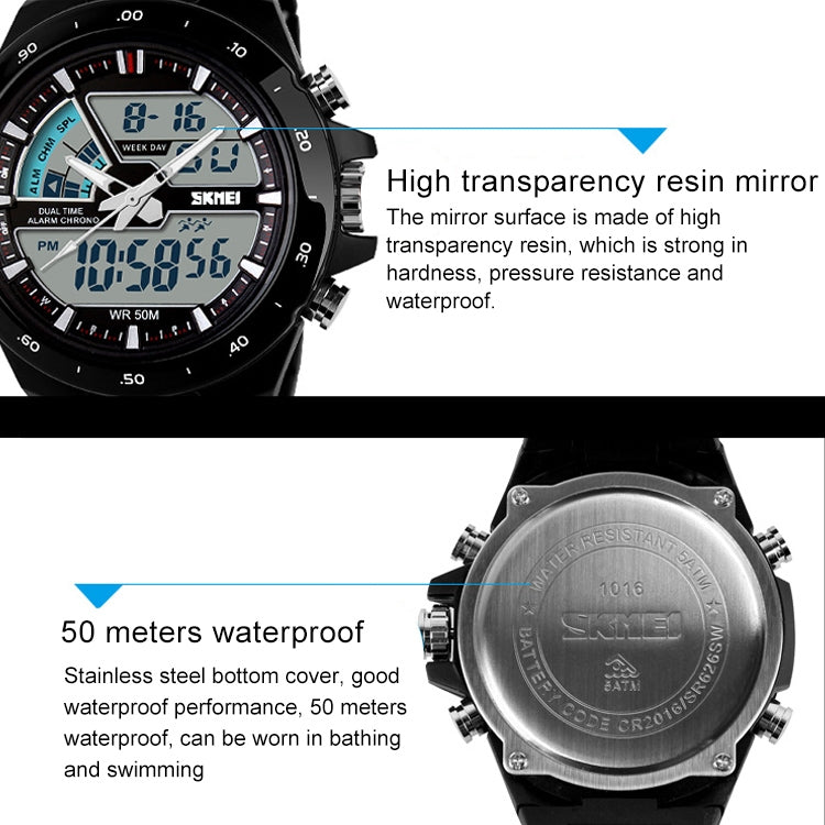 SKMEI 1016 Multifunctional Men Outdoor Sports Noctilucent Waterproof Double Digital Watch (Gold) - free shipping - PMC TechLife - Order now!