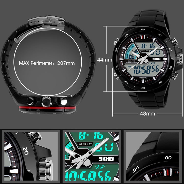SKMEI 1016 Multifunctional Men Outdoor Sports Noctilucent Waterproof Double Digital Watch (Red + Black) - free shipping - PMC TechLife - Order now!