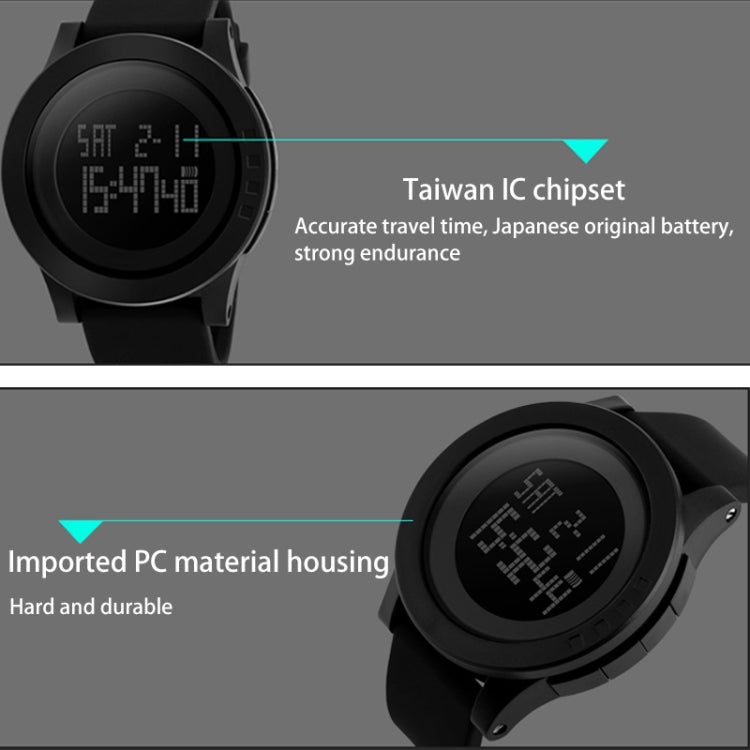 SKMEI 1142 Multifunctional Men Outdoor Sports Noctilucent Waterproof Silica Gel Digital Watch (Black) - free shipping - PMC TechLife - Order now!