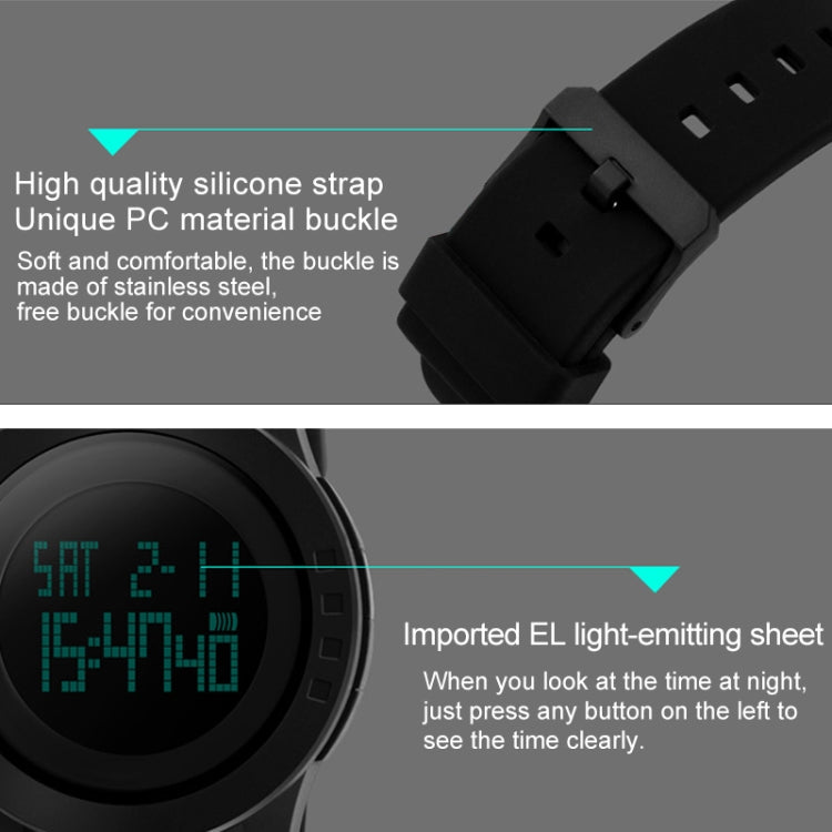 SKMEI 1142 Multifunctional Men Outdoor Sports Noctilucent Waterproof Silica Gel Digital Watch (Black) - free shipping - PMC TechLife - Order now!