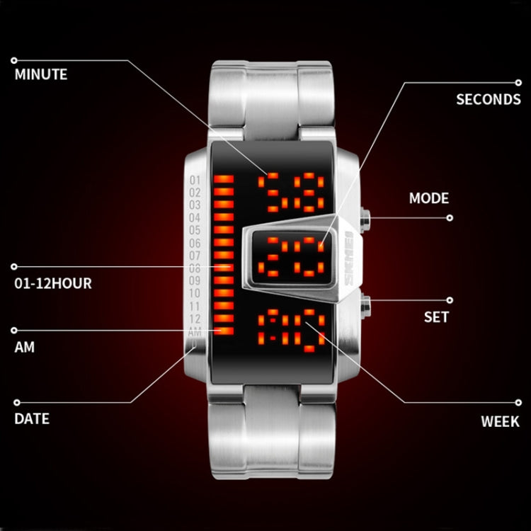 SKMEI 1179 Multifunctional Men Outdoor Sports Noctilucent Waterproof LED Digital Watch(Silver) - free shipping - PMC TechLife - Order now!