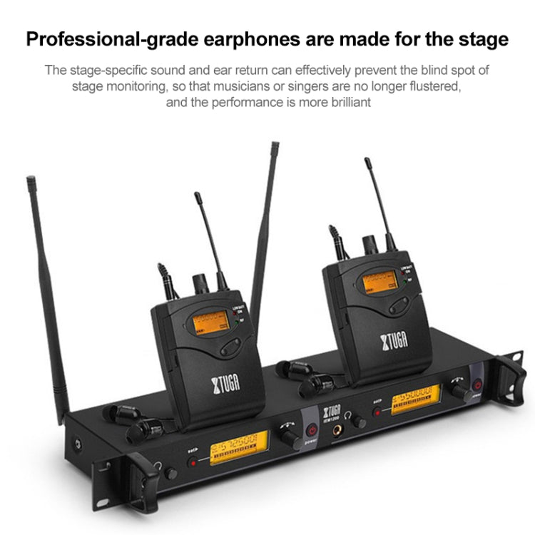 XTUGA IEM1200 Wireless Transmitter 2 Bodypack Stage Singer In-Ear Monitor System (UK Plug) - Microphone by XTUGA | Online Shopping South Africa | PMC TechLife | Buy Now Pay Later Mobicred