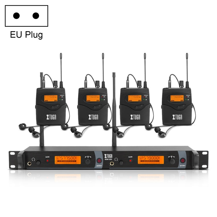 XTUGA IEM1200 Wireless Transmitter 4 Bodypack Stage Singer In-Ear Monitor System(EU Plug) - Microphone by XTUGA | Online Shopping South Africa | PMC Jewellery