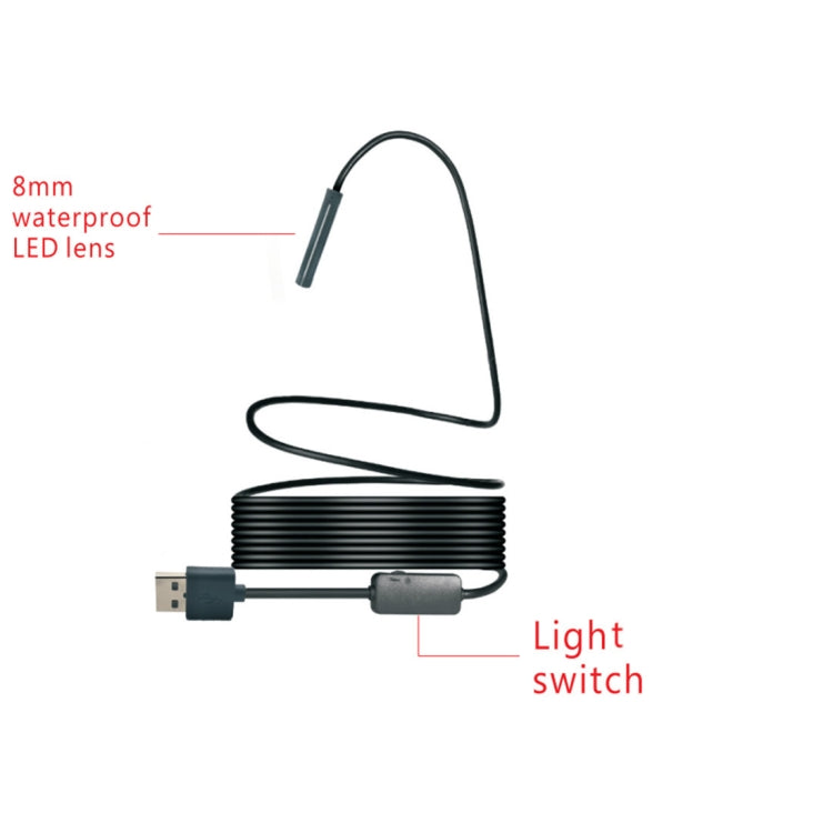 YPC110 8mm 2.0MP HD Camera WiFi Endoscope Snake Tube Inspection Camera with 8 LED, Waterproof IP68, Lens Diameter: 8mm, Length: 5m, Soft Line -  by PMC Jewellery | Online Shopping South Africa | PMC Jewellery | Buy Now Pay Later Mobicred