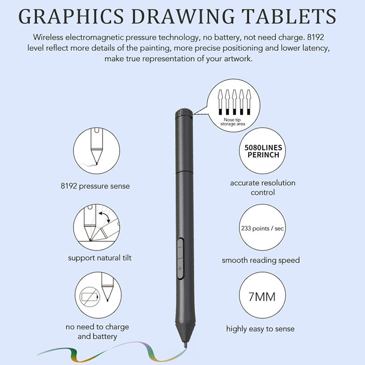 10Moons T503 Drawing Tablet Can Be Connected to mobile Phone Tablet with 8192 Passive Pen(Blue) -  by 10Moons | Online Shopping South Africa | PMC Jewellery | Buy Now Pay Later Mobicred