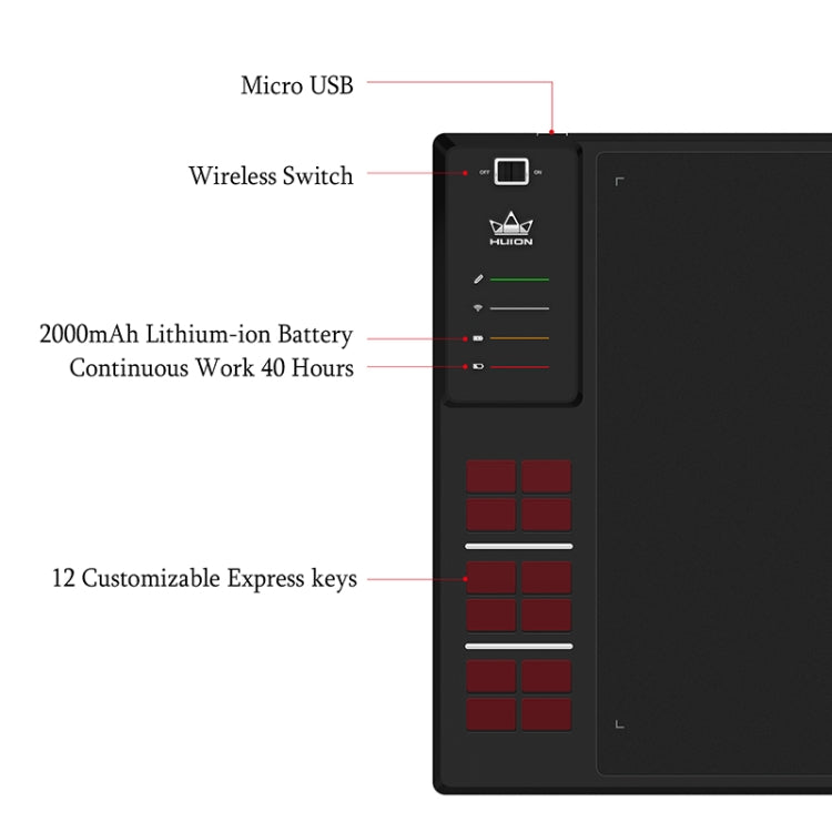 HUION Inspiroy Series WH1409(8192) 5080LPI Professional Art USB Graphics Drawing Tablet for Windows / Mac OS, with Digital Pen - free shipping - PMC TechLife - Order now!