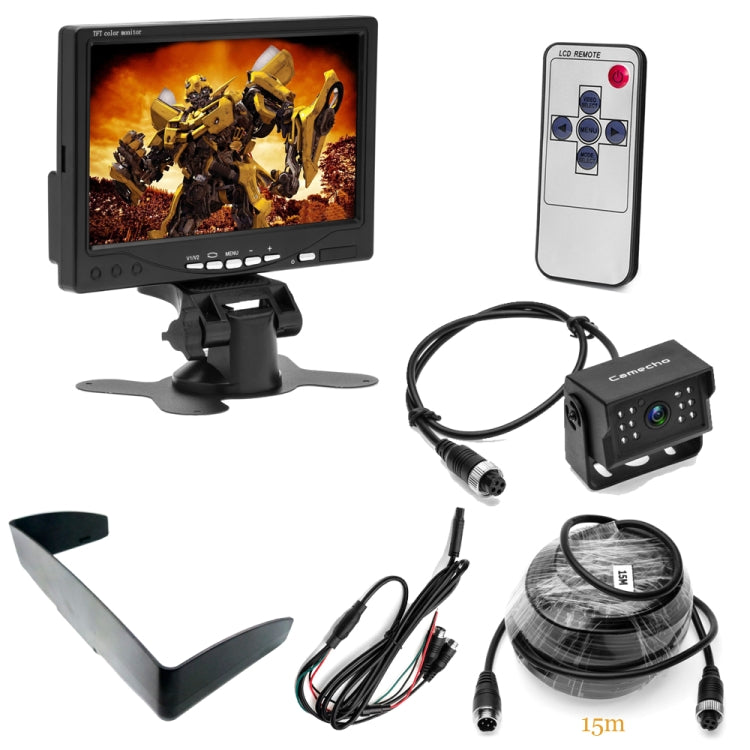 A1509 7 inch HD Car 12 IR Night Vision Rear View Backup Camera Rearview Monitor with 15m Cable - Rear View Cameras by PMC Jewellery | Online Shopping South Africa | PMC Jewellery | Buy Now Pay Later Mobicred