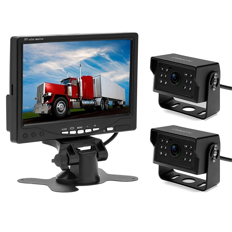 A1510 7 inch HD Car 12 IR Night Vision Rear View Backup Dual Camera Rearview Monitor, with 15m Cable - Rear View Cameras by PMC Jewellery | Online Shopping South Africa | PMC Jewellery