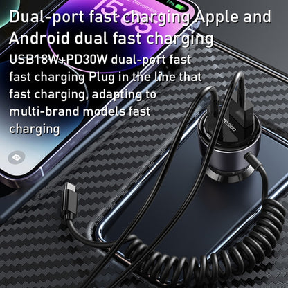 Yesido Y56 60W PD + QC3.0 Dual Port Car Charger with USB-C / Type-C Spring Data Cable - Car Charger by Yesido | Online Shopping South Africa | PMC Jewellery | Buy Now Pay Later Mobicred