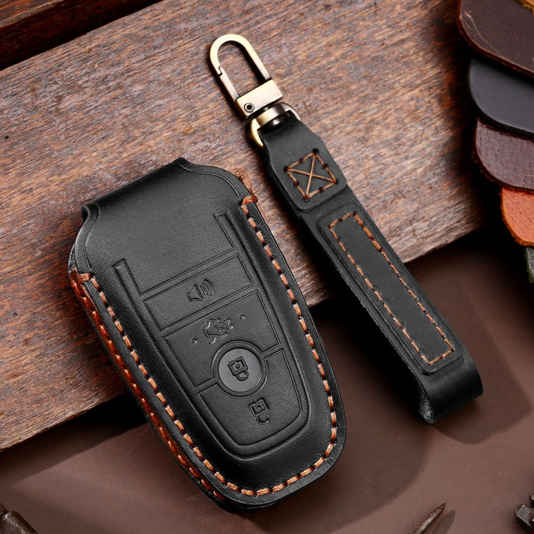 For Ford F-150 4-button C072/1 Car Key Leather Protective Case (Black) - Car Key Cases by PMC Jewellery | Online Shopping South Africa | PMC Jewellery | Buy Now Pay Later Mobicred