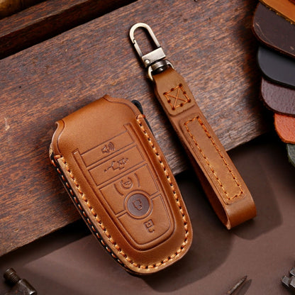 For Ford F-150 5-button C073 Car Key Leather Protective Case (Brown) - Car Key Cases by PMC Jewellery | Online Shopping South Africa | PMC Jewellery | Buy Now Pay Later Mobicred