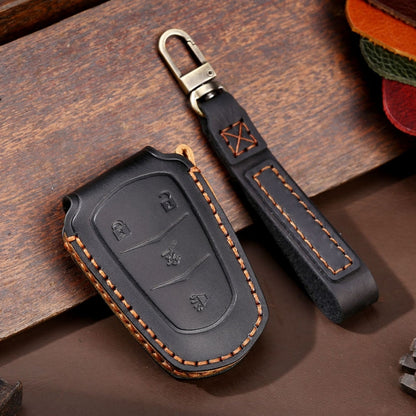 For Cadillac / CT5 / CT6 / XT6 4-button C086 Car Key Leather Protective Case (Black) - Car Key Cases by PMC Jewellery | Online Shopping South Africa | PMC Jewellery | Buy Now Pay Later Mobicred