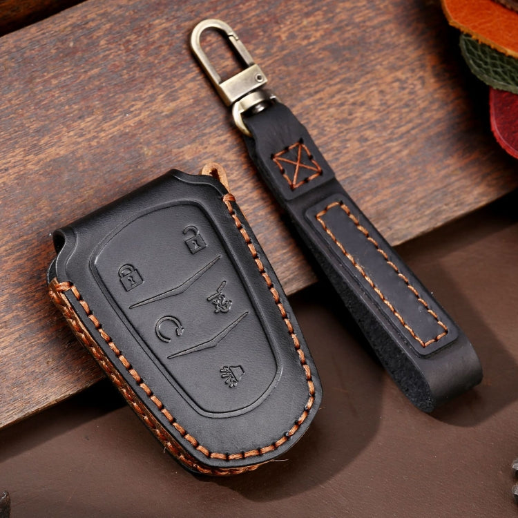 For Cadillac / CT5 / CT6 / XT6 5-button C087 Car Key Leather Protective Case (Black) - Car Key Cases by PMC Jewellery | Online Shopping South Africa | PMC Jewellery | Buy Now Pay Later Mobicred