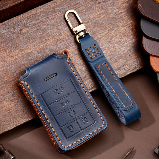 For Cadillac 5-button C091 Car Key Leather Protective Case (Blue) - Car Key Cases by PMC Jewellery | Online Shopping South Africa | PMC Jewellery | Buy Now Pay Later Mobicred