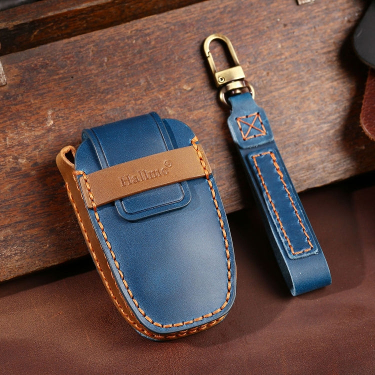 For Lincoln Hallmo Car Cowhide Leather Key Protective Cover Key Case(Blue) - Car Key Cases by Hallmo | Online Shopping South Africa | PMC Jewellery | Buy Now Pay Later Mobicred