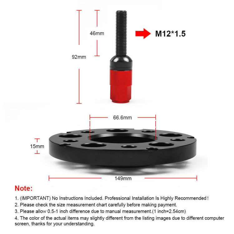 For Mercedes-Benz 15mm Car Modified Wheel Hub Flange Center Wheel Spacer with M12x1.5 Screws (Red) - Wheels Tires & Parts by PMC Jewellery | Online Shopping South Africa | PMC Jewellery