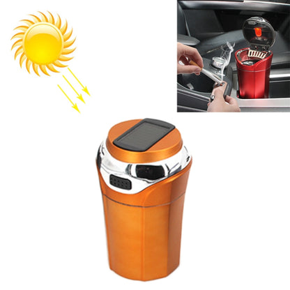 N12E Car Creative Ashtray Solar Power With Light And Cover With Cigarette Liighter (Gold) - Ashtrays by PMC Jewellery | Online Shopping South Africa | PMC Jewellery | Buy Now Pay Later Mobicred